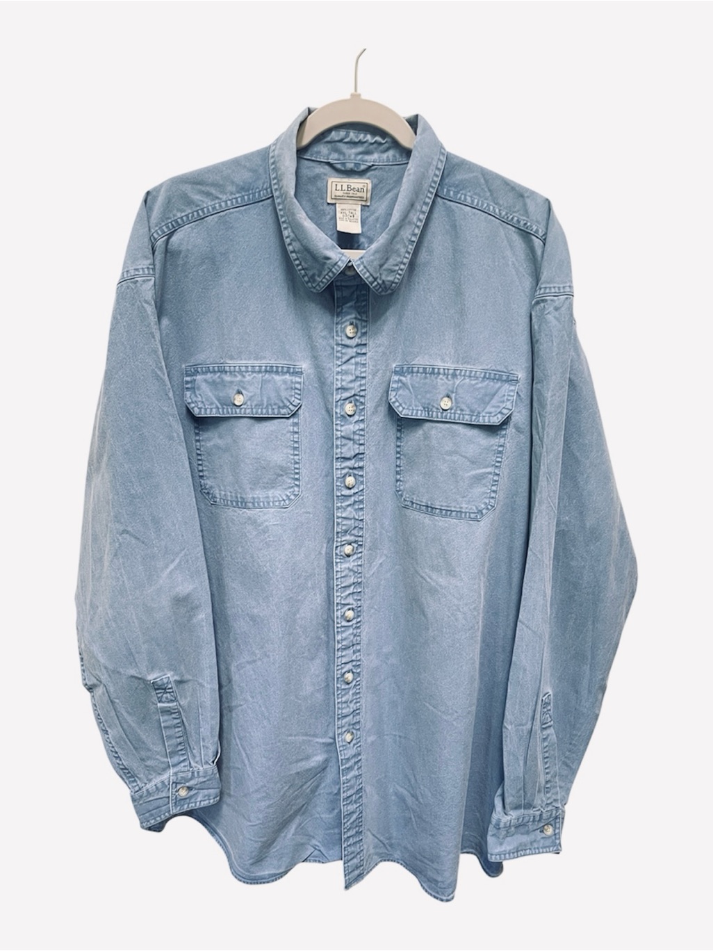 L.L. Bean Casual Vintage 100% Cotton Button-Down Shirt Chambray Xxl Tall Blue